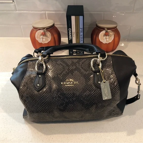 Coach Collette Satchel Python Leather Bag (2014) NWOT - Picture 2 of 15